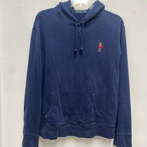 Ralph Lauren Men's Navy Blue Hoodie with Bear Embroidery